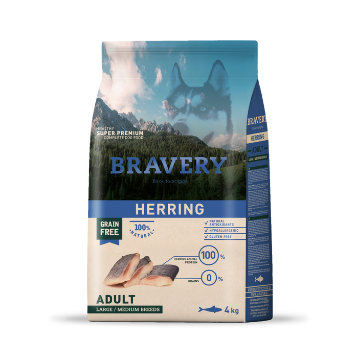 BRAVERY HERRING ADULT LARGE/MEDIUM BREEDS 4 KG
