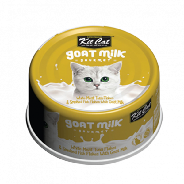 KITCAT 70G GOAT MILK GOURMET TUNA & SMOKED FISH