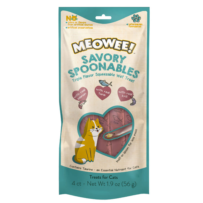 MEOWEE SPOON SALMON, TUNA AND SHRIMP, 4TB, 56GR
