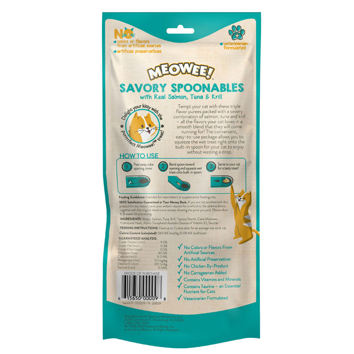 MEOWEE SPOON SALMON, TUNA AND SHRIMP, 4TB, 56GR