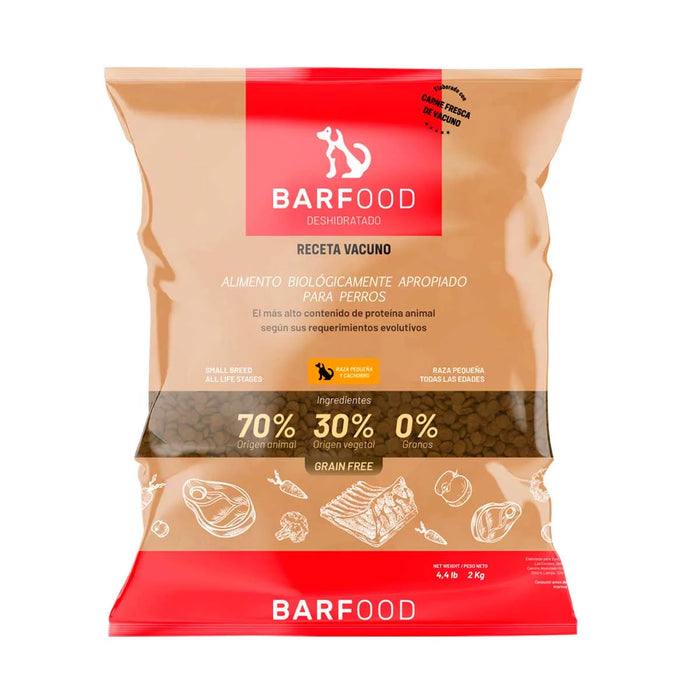 BARFOOD - ALIMENTO DESHIDRATADO DE VACUNO PARA PERROS RAZA PEQUEÑA Y CACHORROS 2 KG