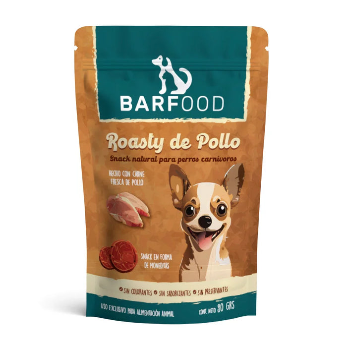 BARFOOD - SNACK NATURAL DE POLLO PARA PERROS CARNIVOROS 80 GR