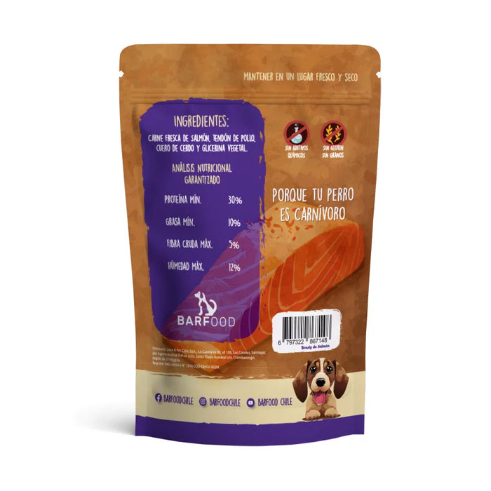 BARFOOD - SNACK NATURAL DE SALMON PARA PERROS CARNIVOROS 80 GR