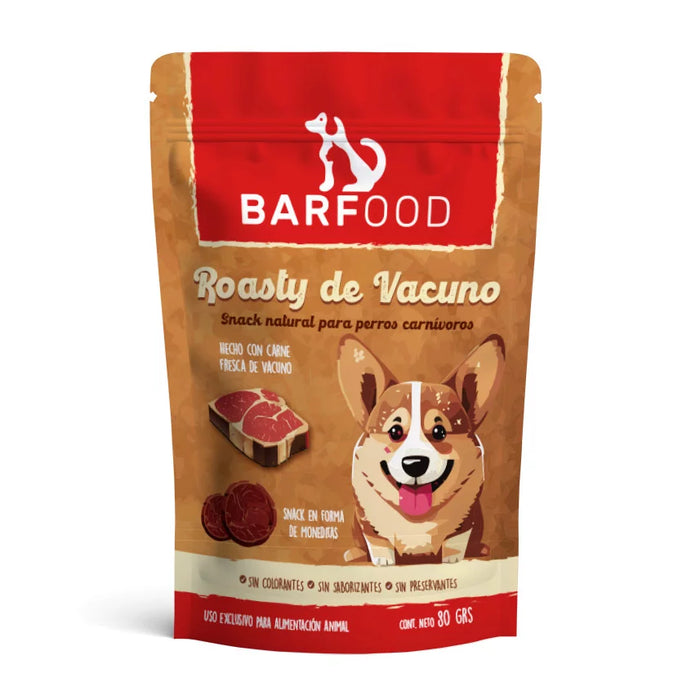 BARFOOD - SNACK NATURAL DE VACUNO PARA PERROS CARNIVOROS 80 GR