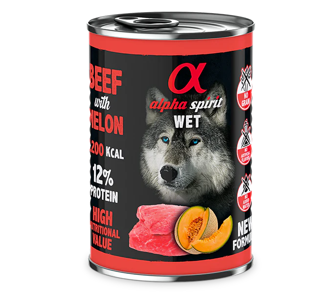 ALPHA SPIRIT ALIMENTO HÚMEDO DE TERNERA CON MELÓN (400gr)