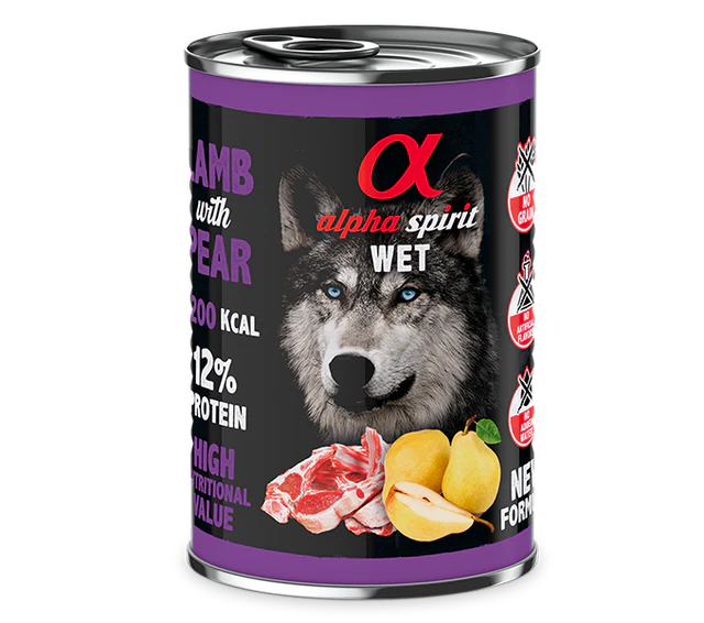 ALPHA SPIRIT ALIMENTO HÚMEDO DE CORDERO CON PERA (400gr)