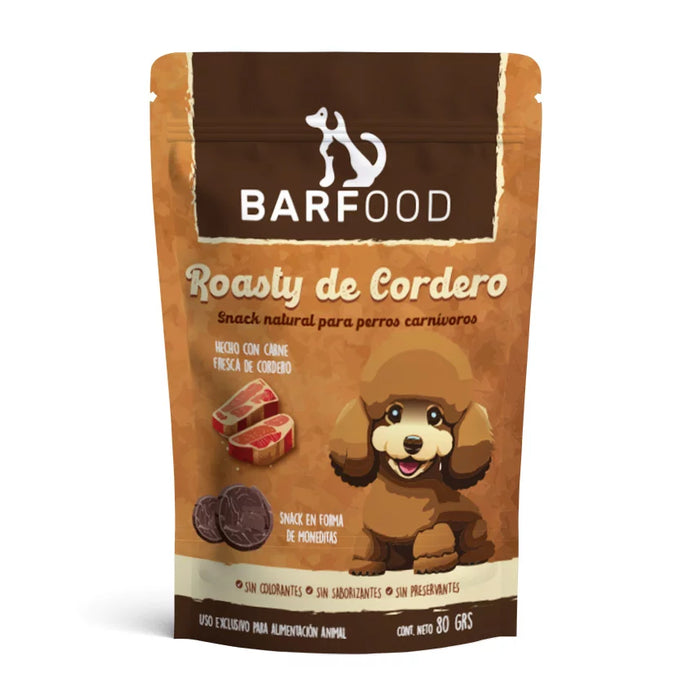 BARFOOD - SNACK NATURAL DE CORDERO PARA PERROS CARNIVOROS 80 GR