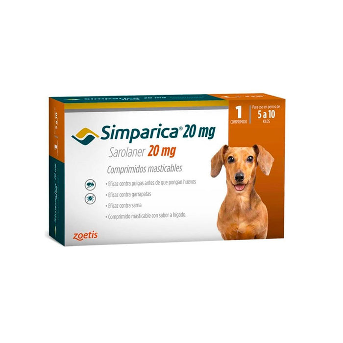 Antiparasitario Simparica 20 mg  5 a 10 kg 1 Comprimido