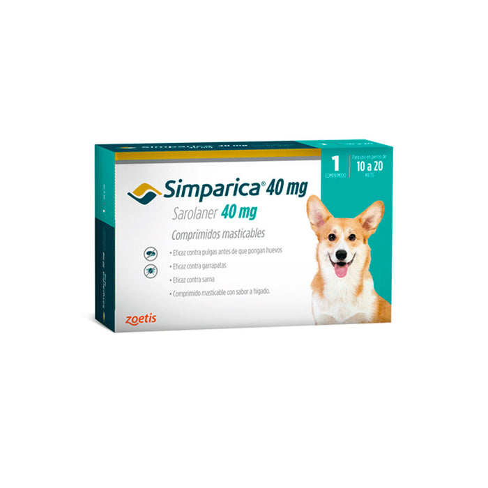 Antiparasitario Simparica 40 mg 10 a 20 kg 1 Comprimido